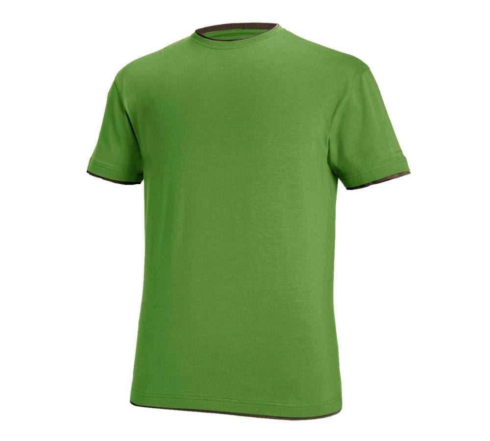 Gardening / Forestry / Farming: e.s. T-shirt cotton stretch Layer + seagreen/chestnut