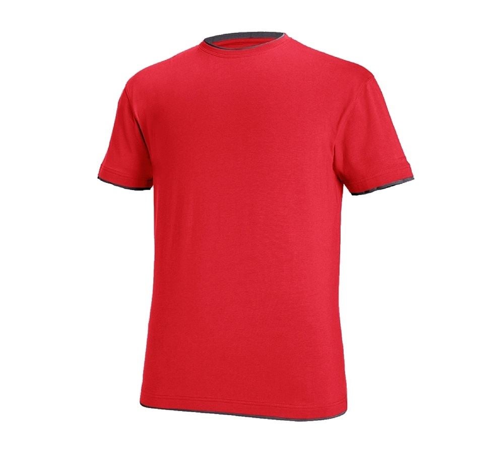 Gardening / Forestry / Farming: e.s. T-shirt cotton stretch Layer + fiery red/black