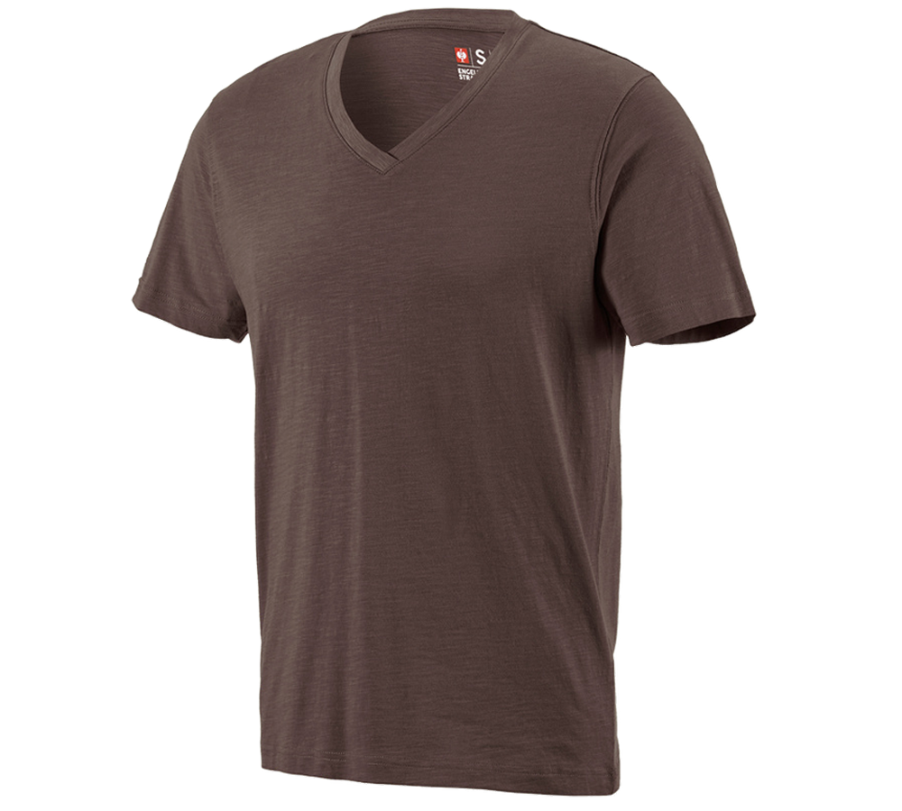 Joiners / Carpenters: e.s. T-shirt cotton slub V-Neck + chestnut