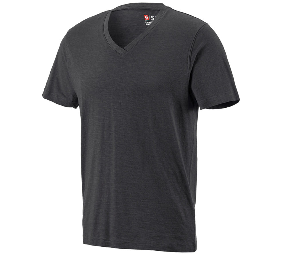 Shirts, Pullover & more: e.s. T-shirt cotton slub V-Neck + graphite