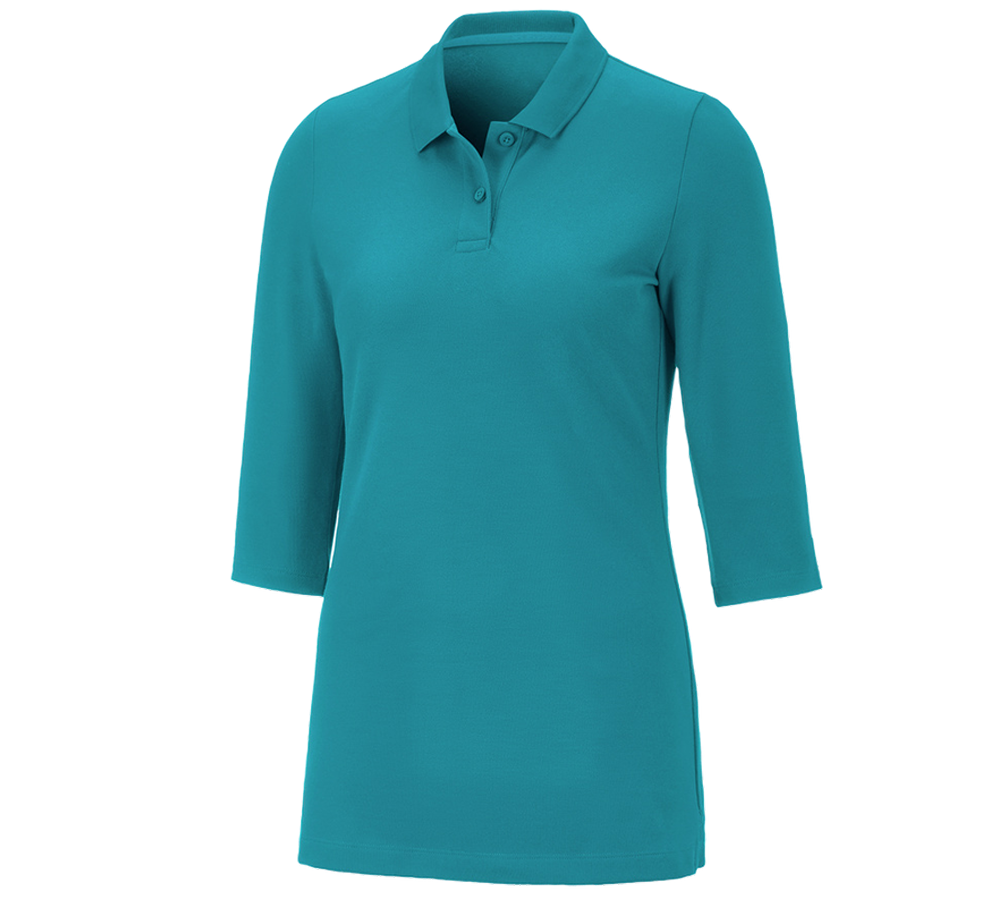 Plumbers / Installers: e.s. Pique-Polo 3/4-sleeve cotton stretch, ladies' + ocean