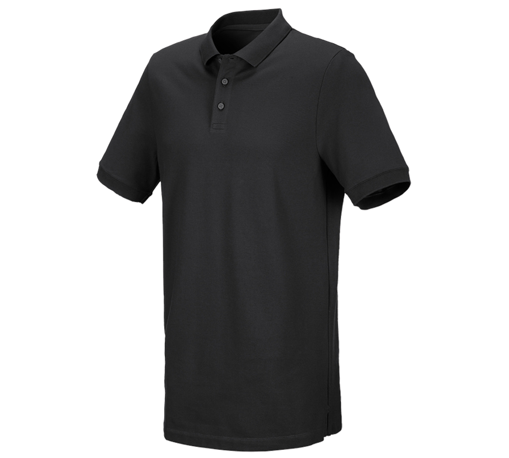 Shirts, Pullover & more: e.s. Piqué-Polo cotton stretch, long fit + black
