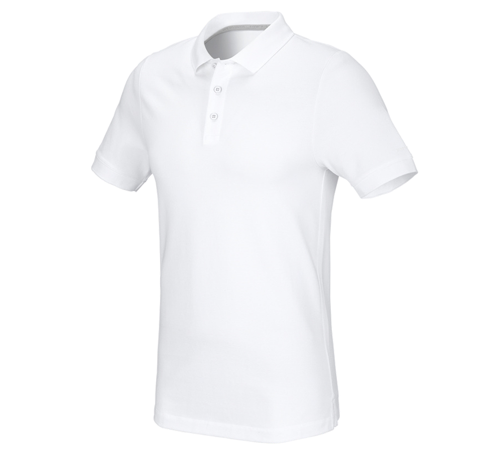 Topics: e.s. Pique-Polo cotton stretch, slim fit + white