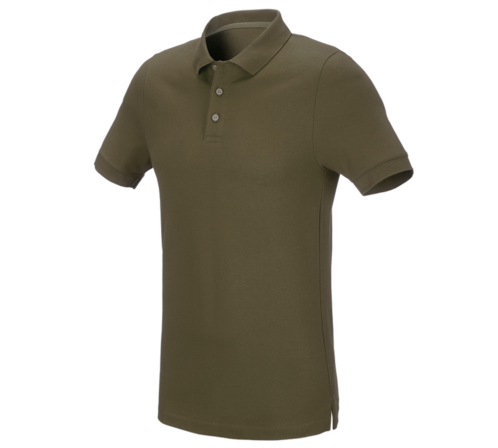 Shirts, Pullover & more: e.s. Pique-Polo cotton stretch, slim fit + mudgreen