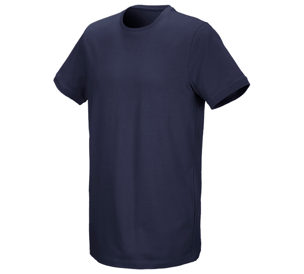 e.s. T-shirt cotton stretch, long fit navy | Strauss