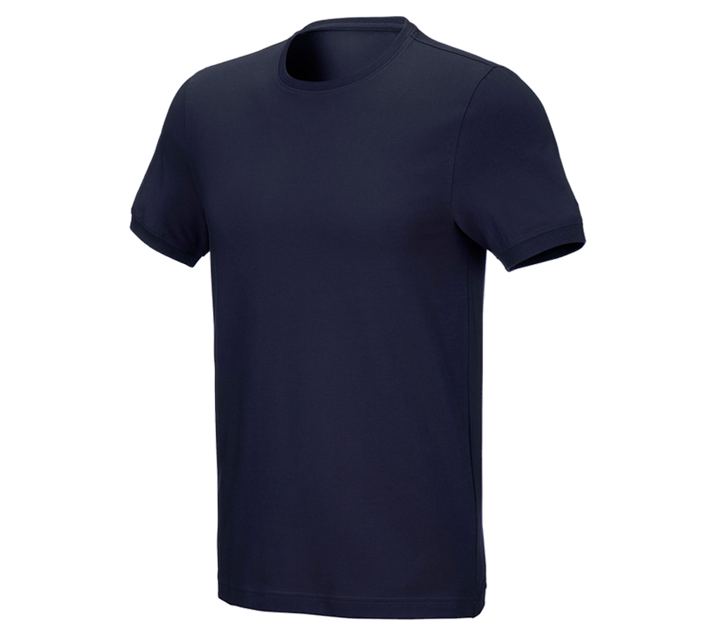Topics: e.s. T-shirt cotton stretch, slim fit + navy