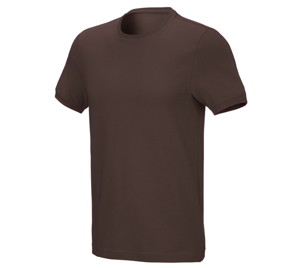 Topics: e.s. T-shirt cotton stretch, slim fit + chestnut