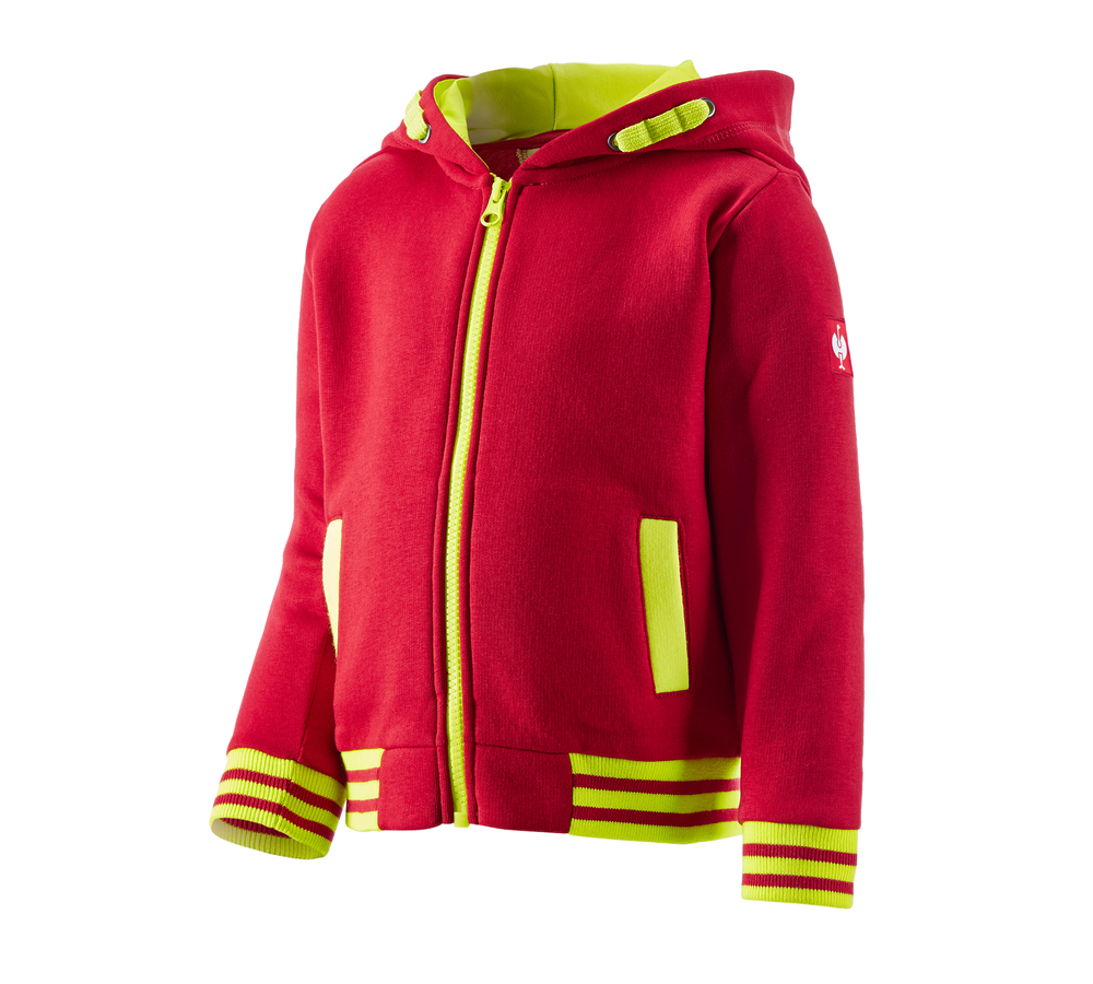 Topics: Hoody sweatjacket e.s.motion 2020, children's + fiery red/high-vis yellow