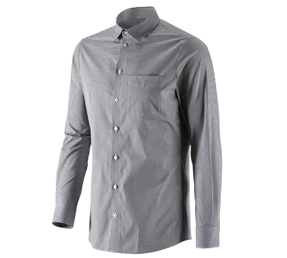 Topics: e.s. Business shirt cotton stretch, slim fit + black checked