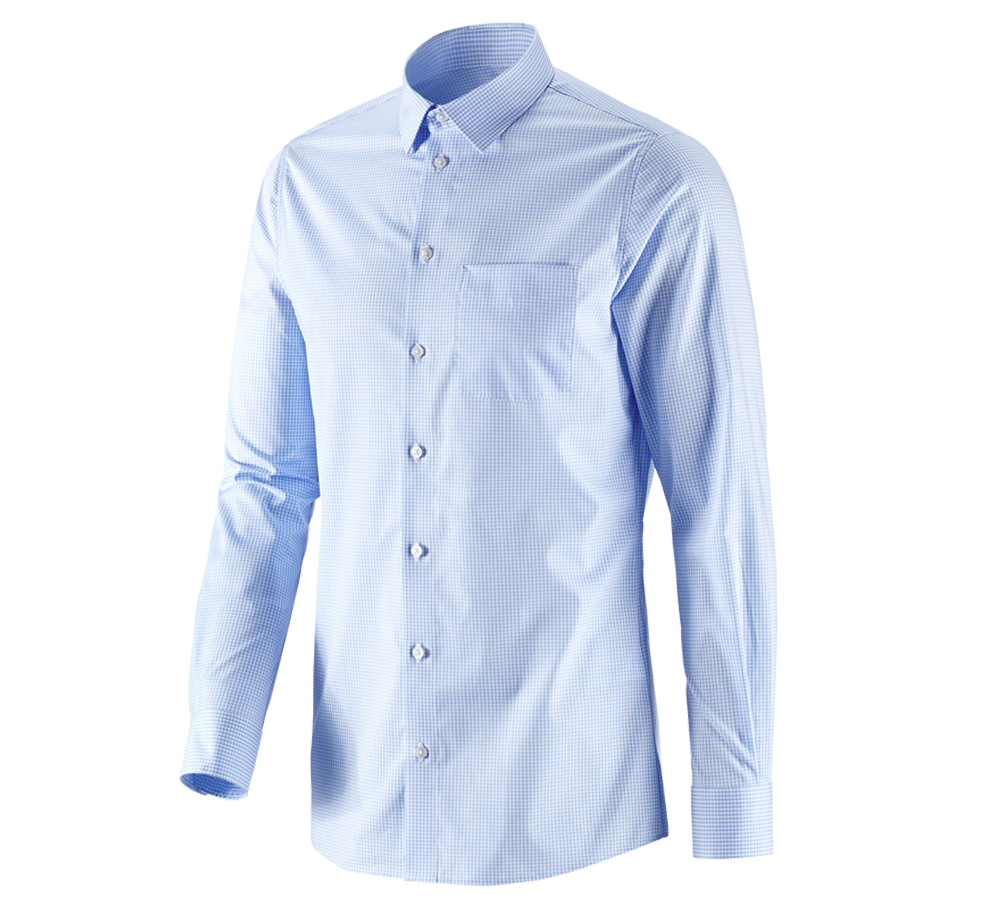 Topics: e.s. Business shirt cotton stretch, slim fit + frostblue checked