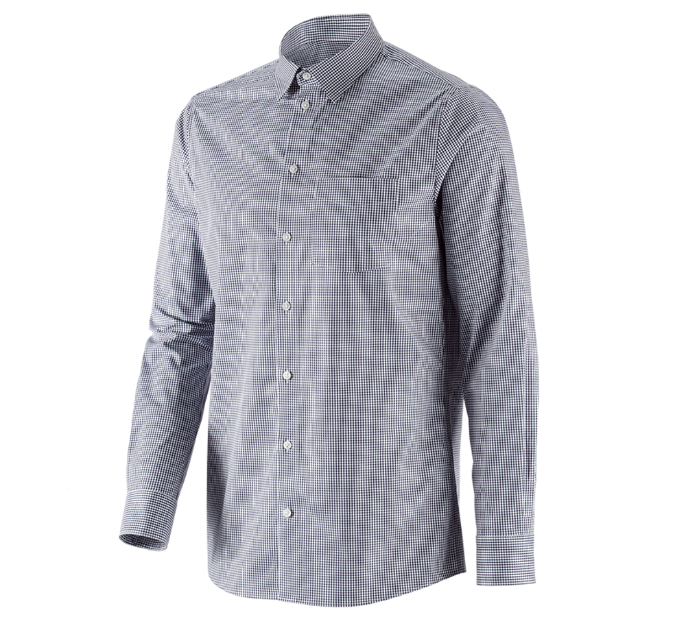 Topics: e.s. Business shirt cotton stretch, regular fit + navy checked