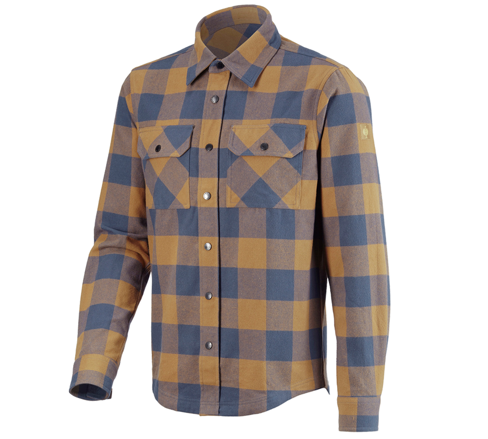 Topics: Check shirt e.s.iconic + almondbrown/oxidblue