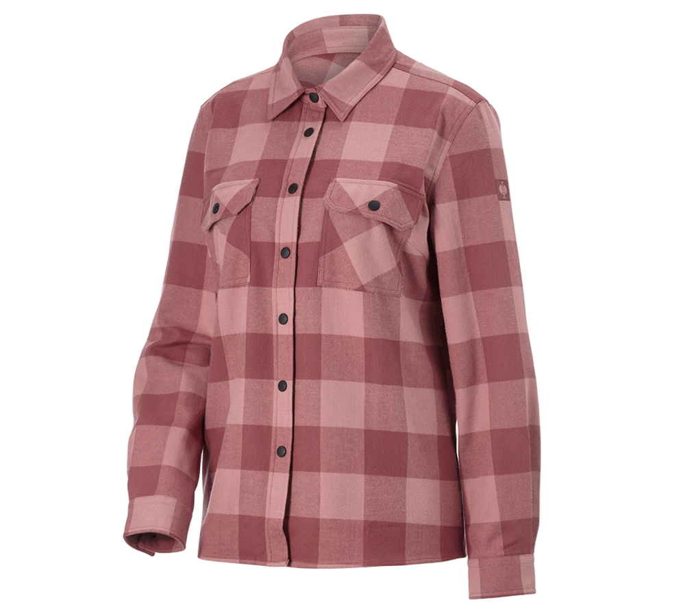 Topics: Check shirt e.s.iconic, ladies' + quartz pink/oxidred