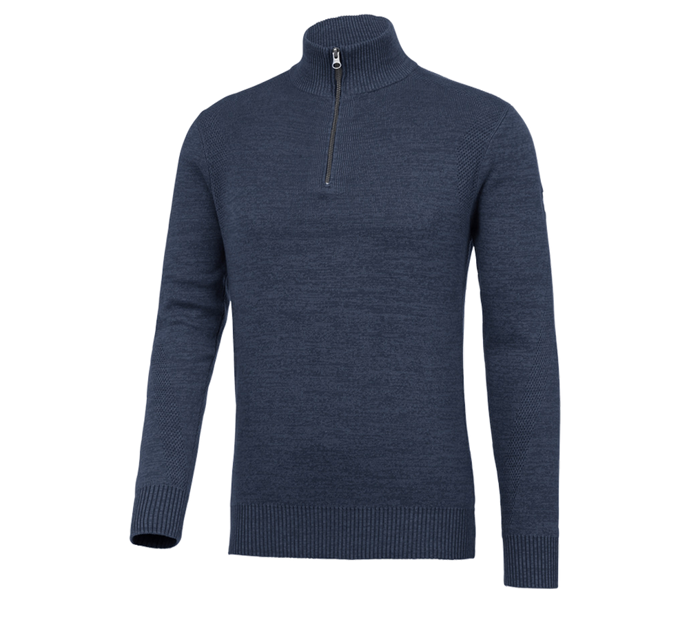 Shirts, Pullover & more: e.s. Knitted troyer + midnightblue melange