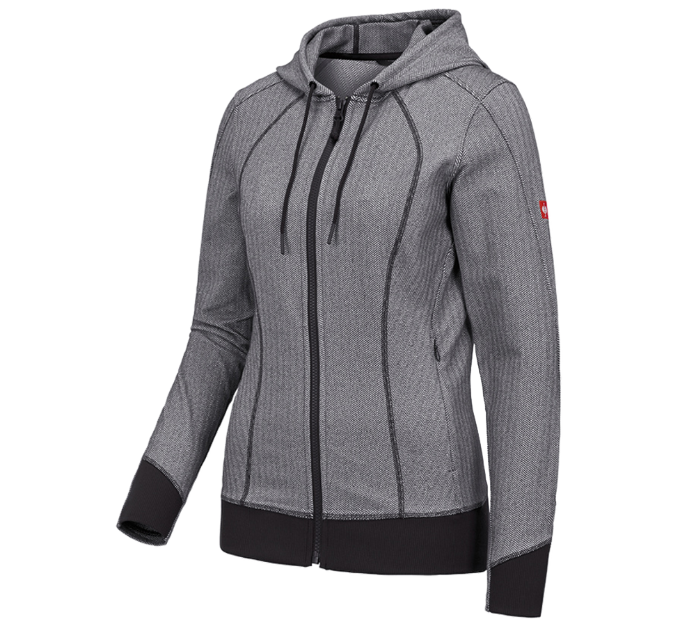 Work Jackets: e.s. Functional hooded jacket herringbone, ladies' + black