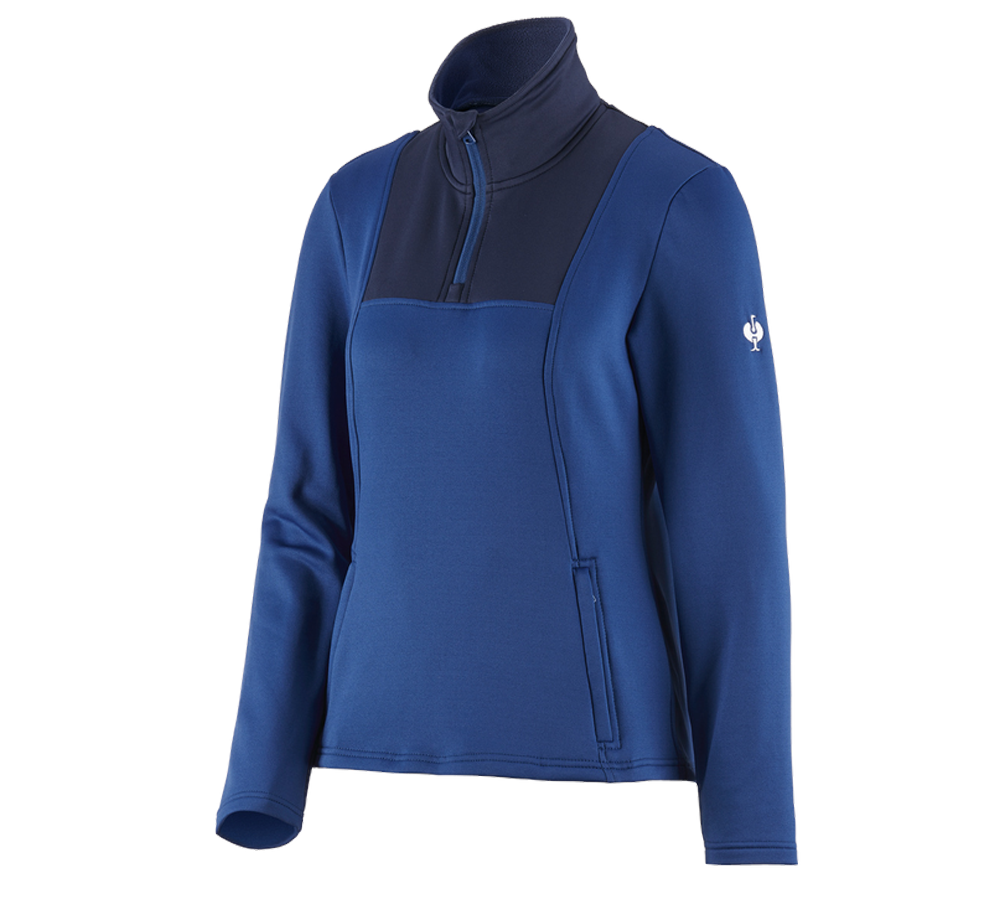 Shirts, Pullover & more: Funct.Troyer thermo stretch e.s.concrete, ladies' + alkaliblue/deepblue