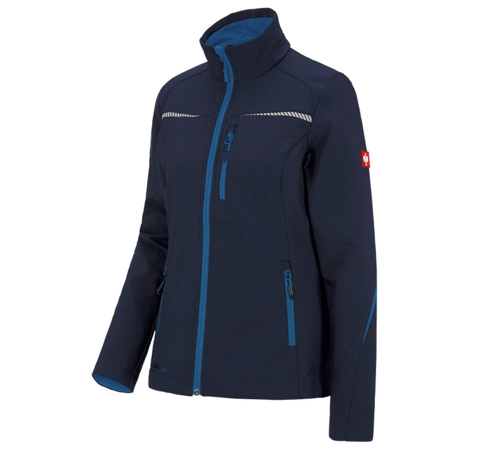 Plumbers / Installers: Softshell jacket e.s.motion 2020, ladies' + navy/atoll