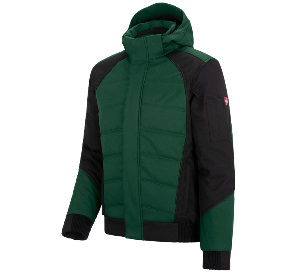Work Jackets: Winter softshell jacket e.s.vision + green/black