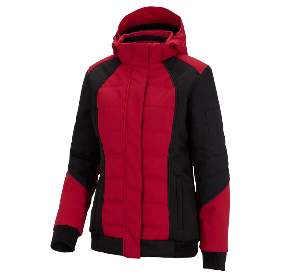 Work Jackets: Winter softshell jacket e.s.vision, ladies' + red/black