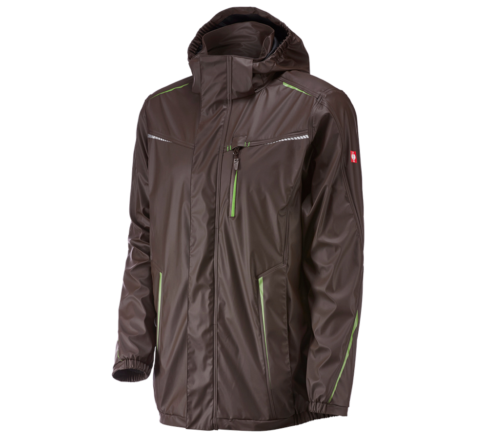Work Jackets: Rain jacket e.s.motion 2020 superflex + chestnut/seagreen