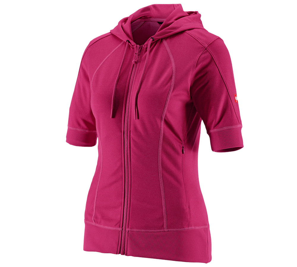 e.s.Funct. hooded jacket stripe 3/4-sleeve,ladies' berry