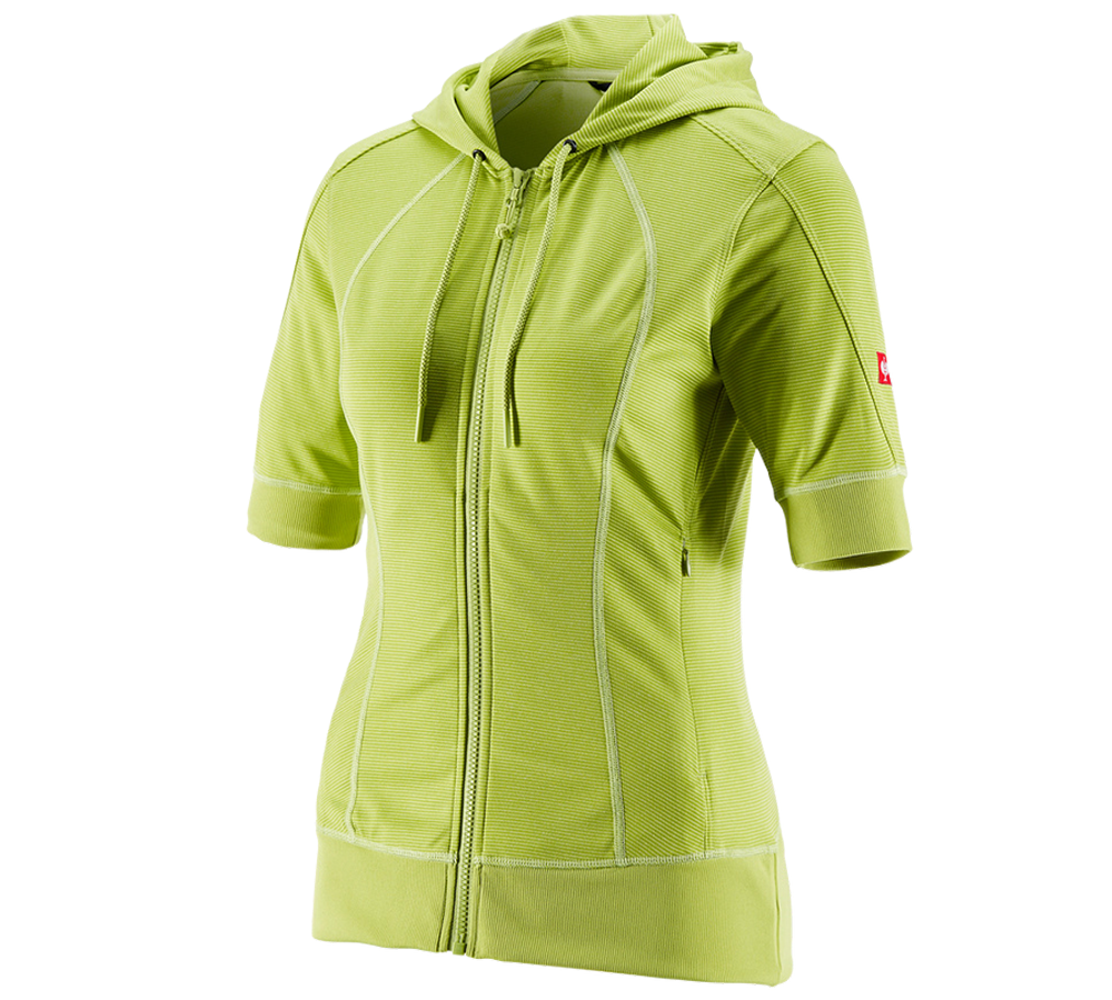 Gardening / Forestry / Farming: e.s.Funct. hooded jacket stripe 3/4-sleeve,ladies' + maygreen