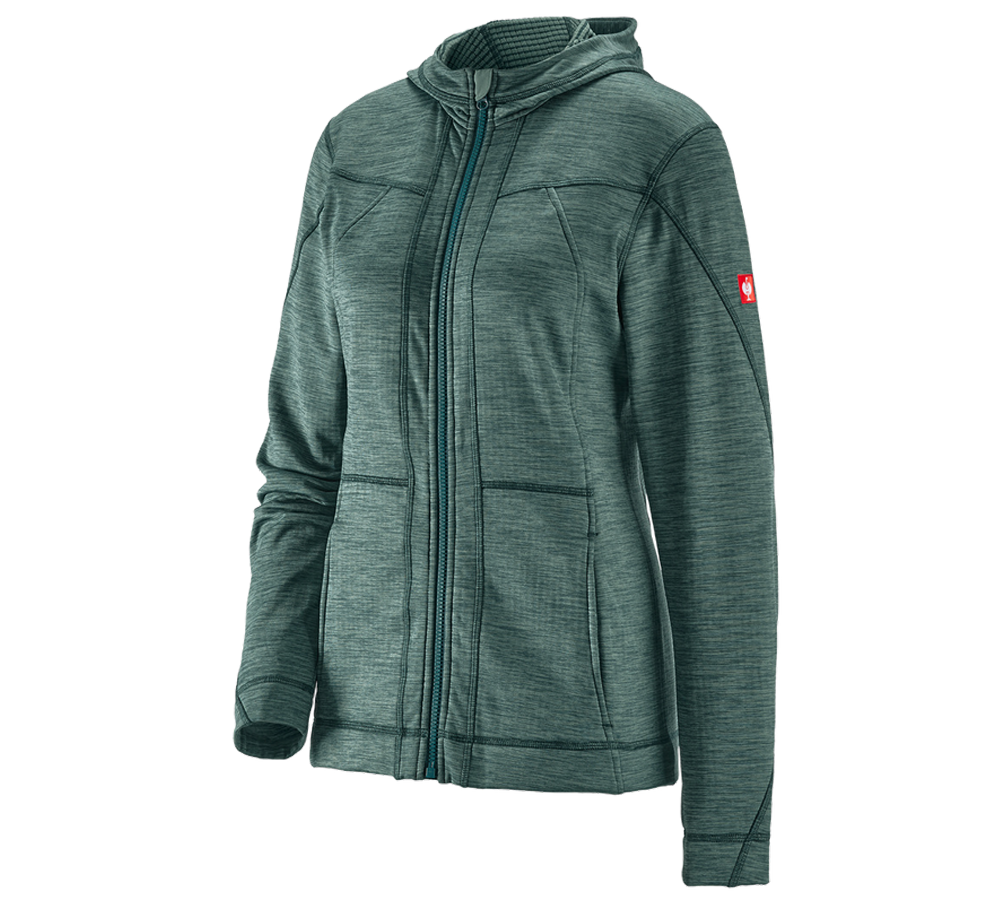 Cold: Hooded jacket isocell e.s.dynashield, ladies' + specialgreen melange