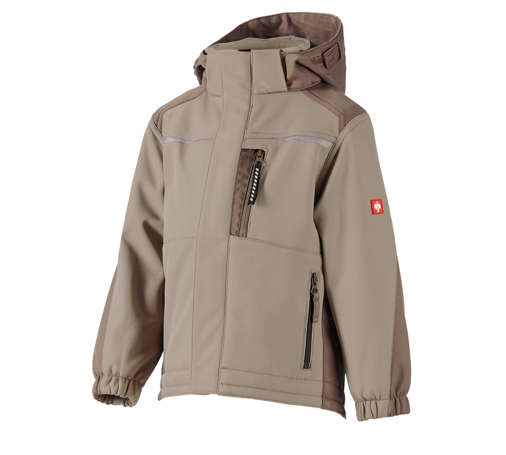 Jackets: Children's softshell jacket e.s.motion + clay/peat