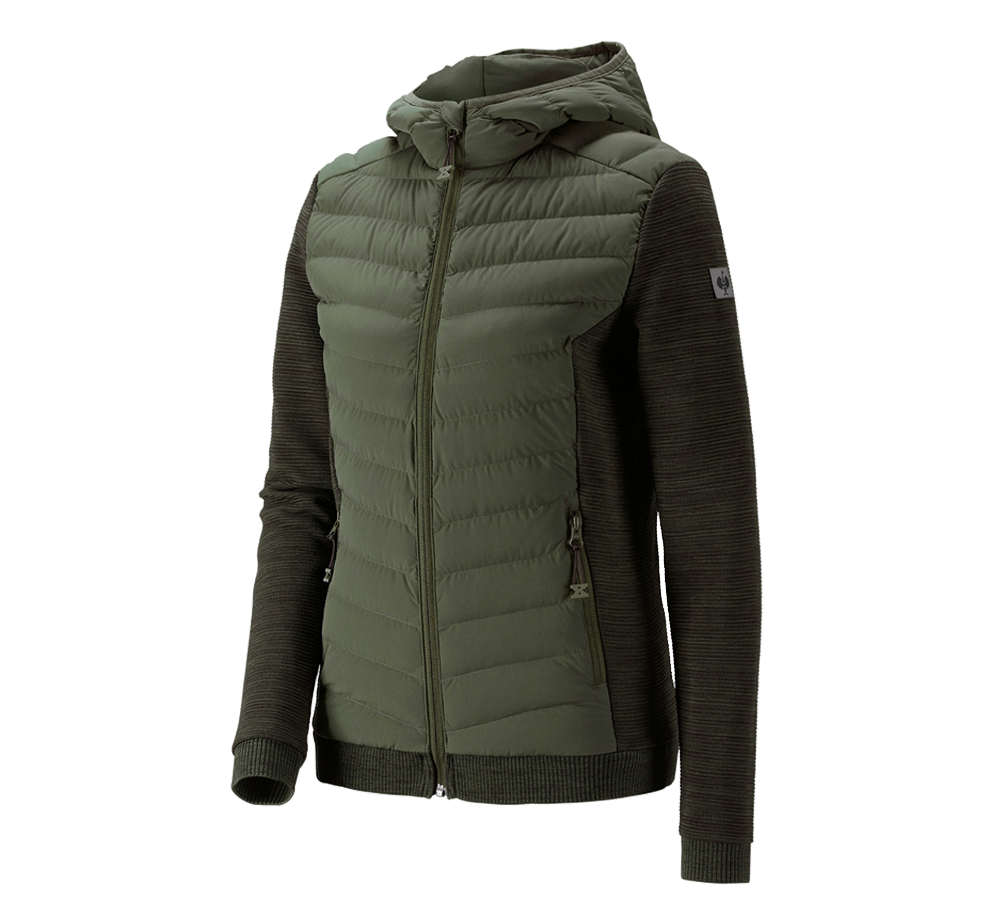 Gardening / Forestry / Farming: Hybrid hooded knitted jacket e.s.motion ten,ladies + disguisegreen melange