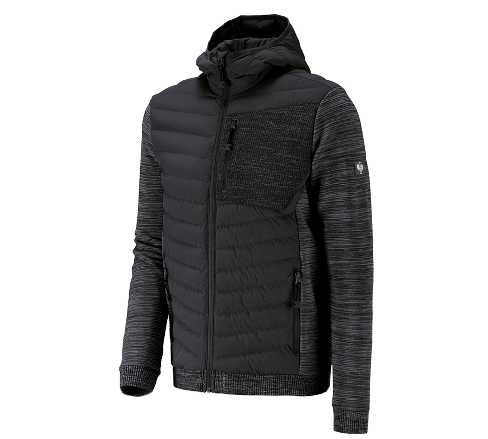 Work Jackets: Hybrid hooded knitted jacket e.s.motion ten + oxidblack melange