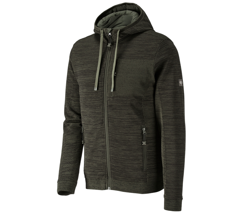 Joiners / Carpenters: Windbreaker hooded knitted jacket e.s.motion ten + disguisegreen melange