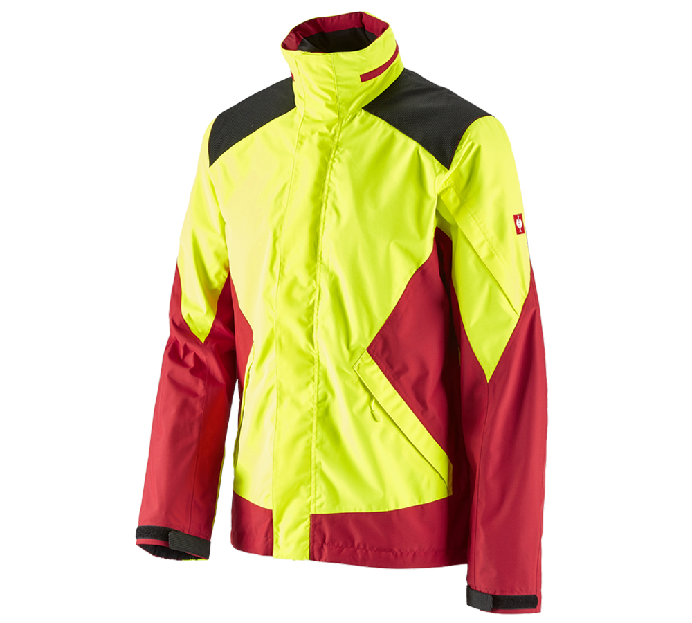 Work Jackets: e.s. Forestry rain jacket + high-vis yellow/fiery red
