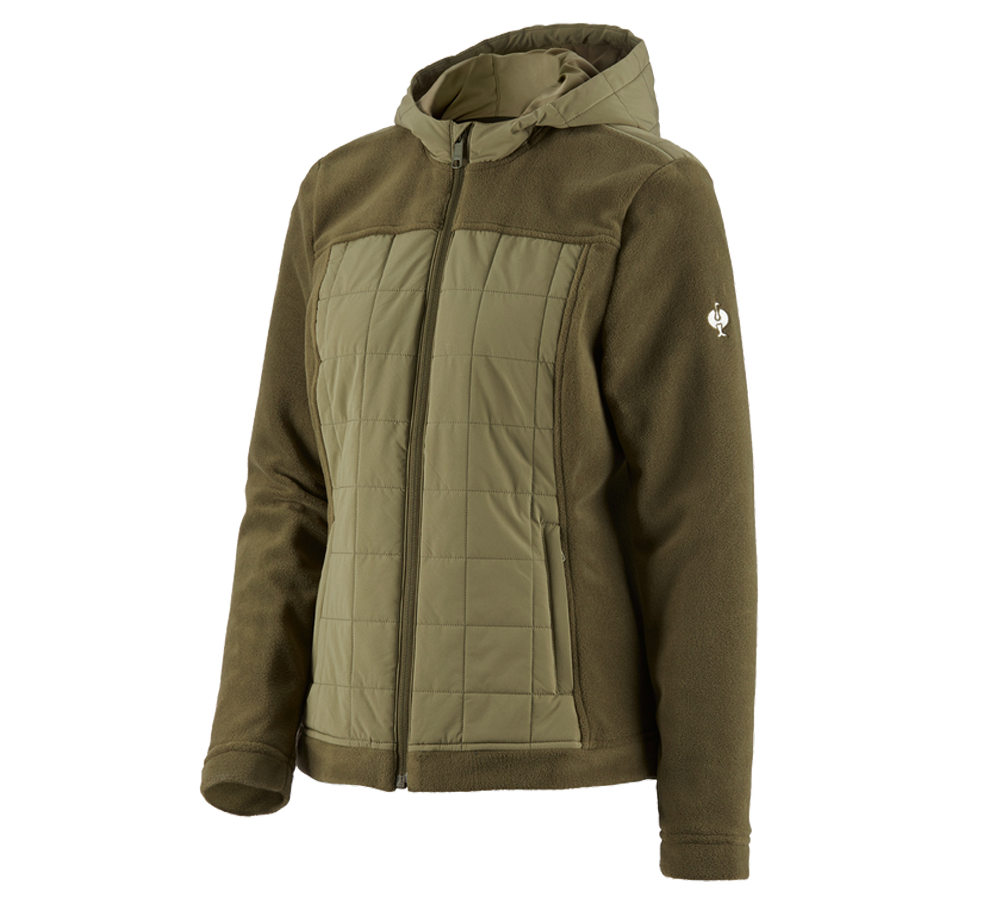 Topics: Hybrid fleece hoody jacket e.s.concrete, ladies' + mudgreen/stipagreen