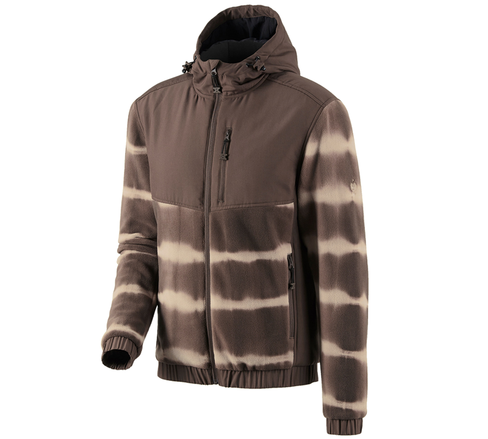 Topics: Hybrid fleece hoody jacket tie-dye e.s.motion ten + chestnut/pecanbrown