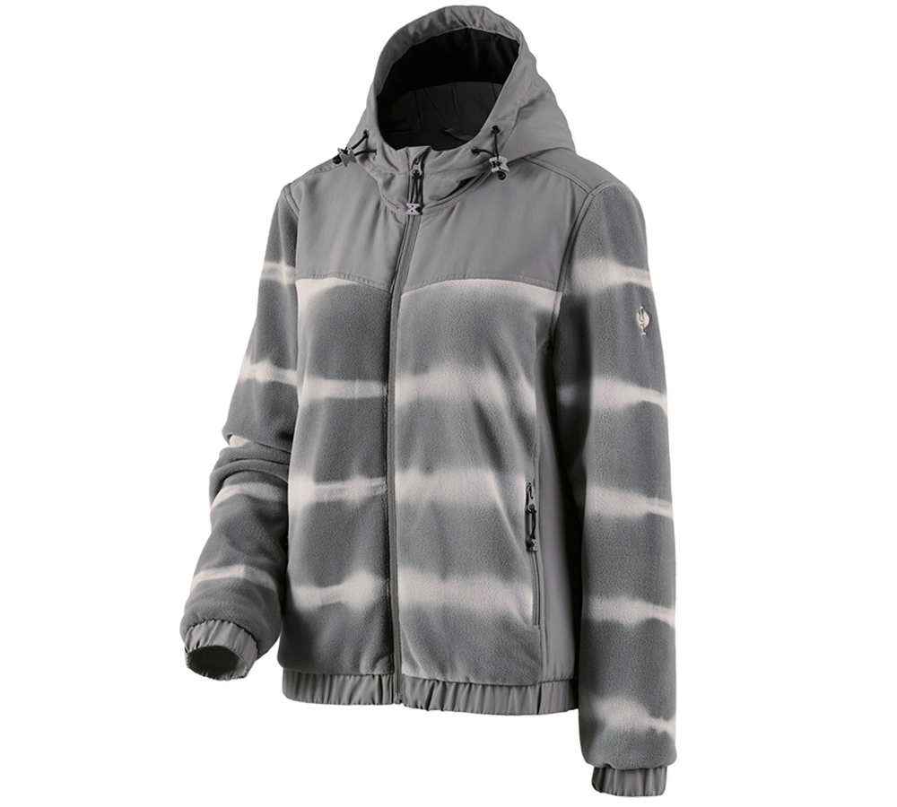 Topics: Hybr.fleece hoody jacket tie-dye e.s.motion ten,l. + granite/opalgrey