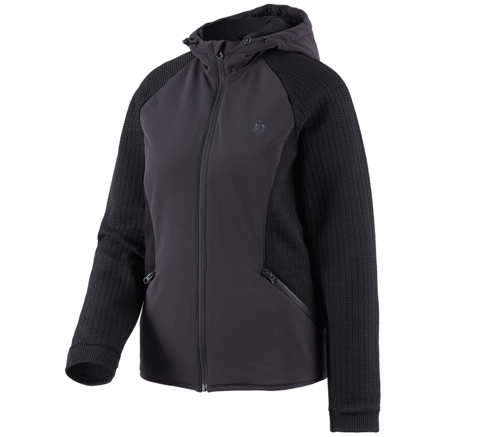 Clothing: Hybrid hooded knitted jacket e.s.trail, ladies' + black