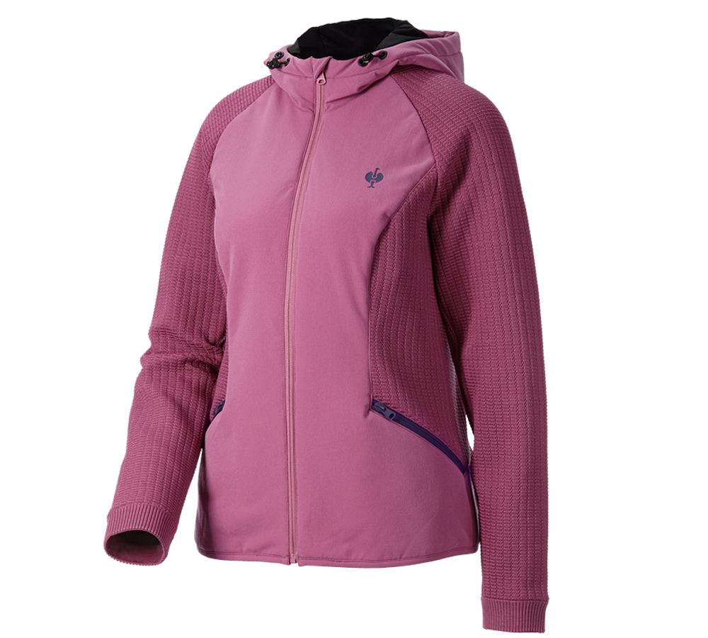Work Jackets: Hybrid hooded knitted jacket e.s.trail, ladies' + tarapink/deepblue