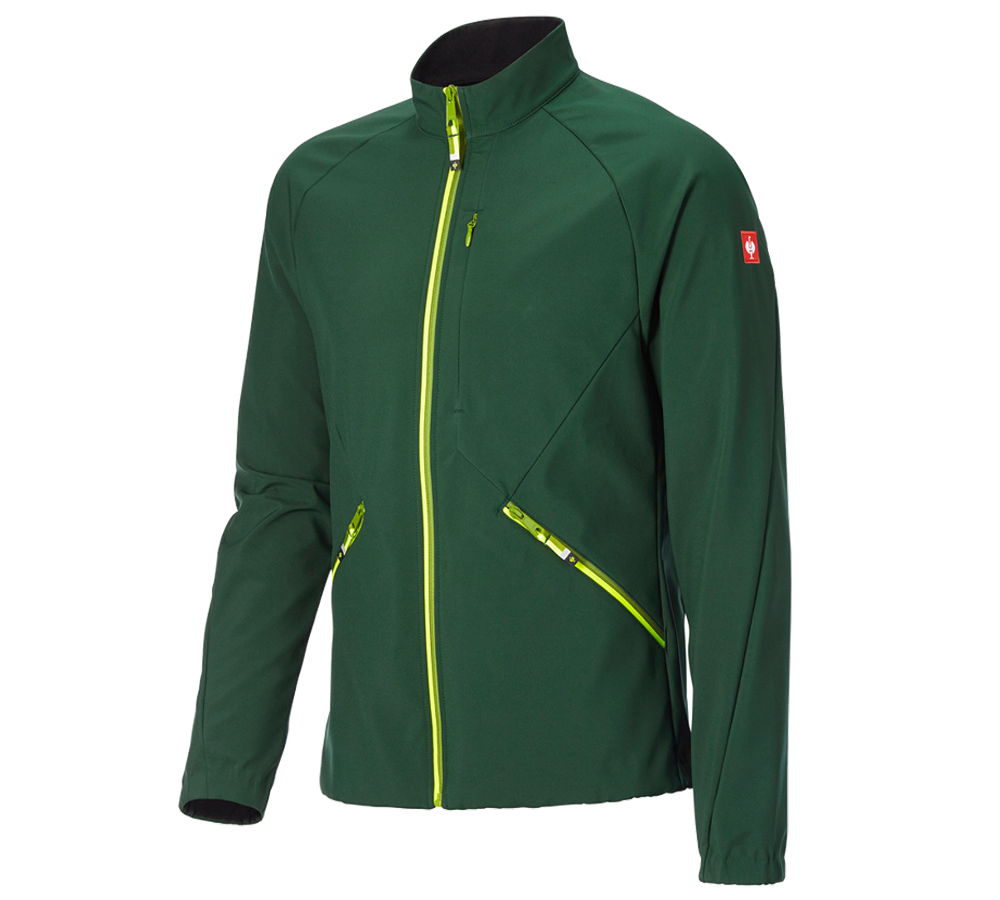 Work Jackets: Softshell jacket e.s.ambition + green/high-vis yellow