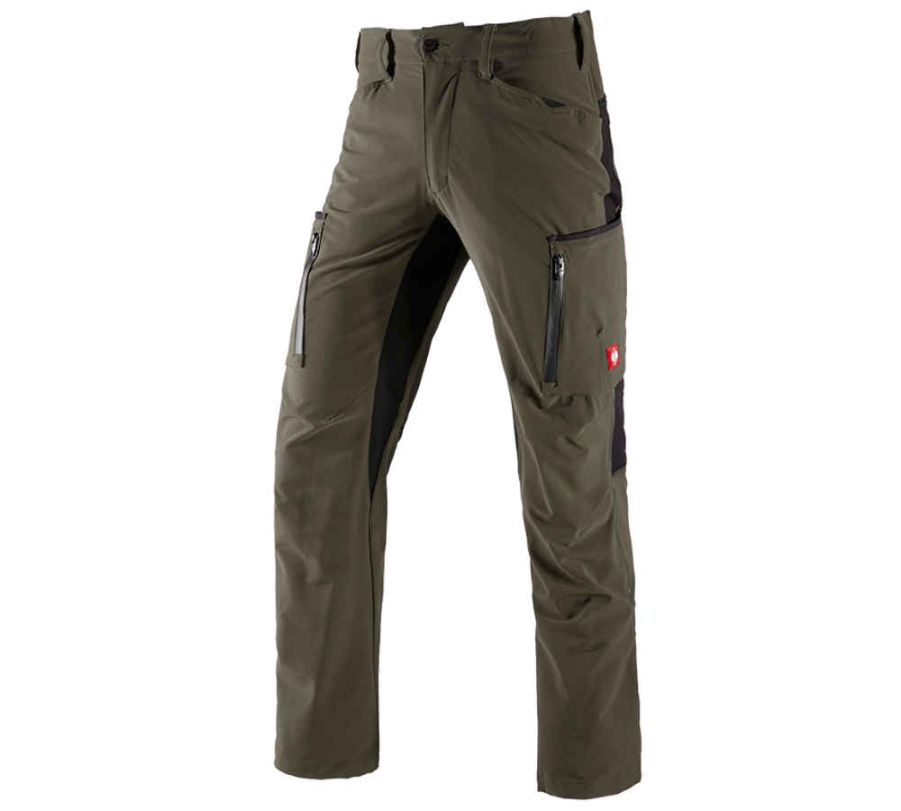 Work Trousers: Cargo trousers e.s.vision stretch, men's + moss/black