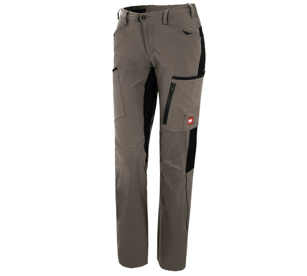 Work Trousers: Cargo trousers e.s.vision stretch, ladies' + stone/black