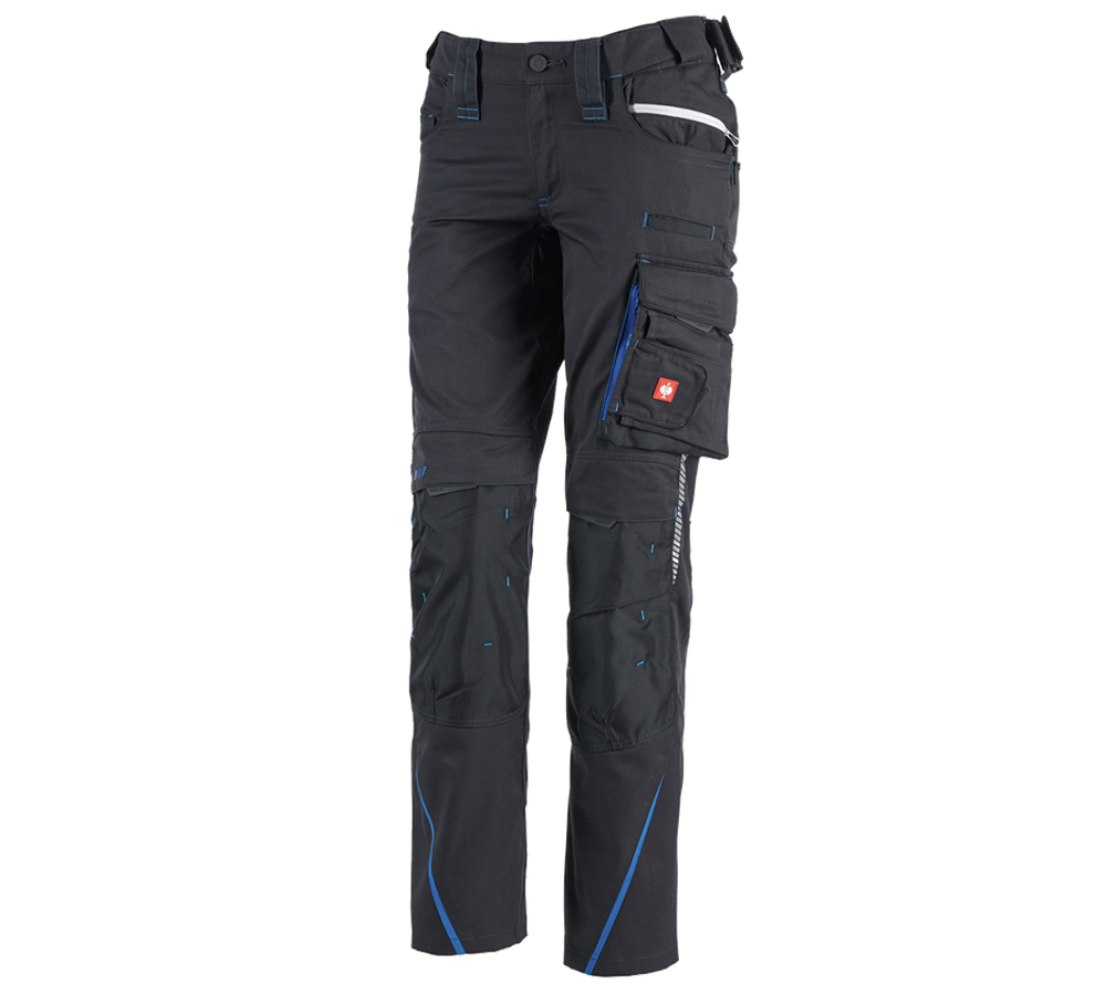 Work Trousers: Ladies' trousers e.s.motion 2020 winter + graphite/gentian blue
