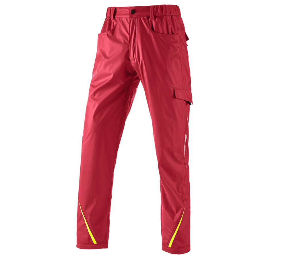Gardening / Forestry / Farming: Rain trousers e.s.motion 2020 superflex + fiery red/high-vis yellow