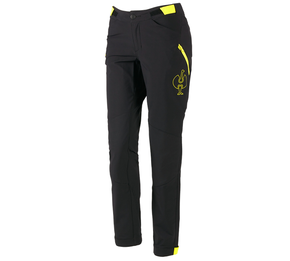 Work Trousers: Functional trousers e.s.trail, ladies' + black/acid yellow