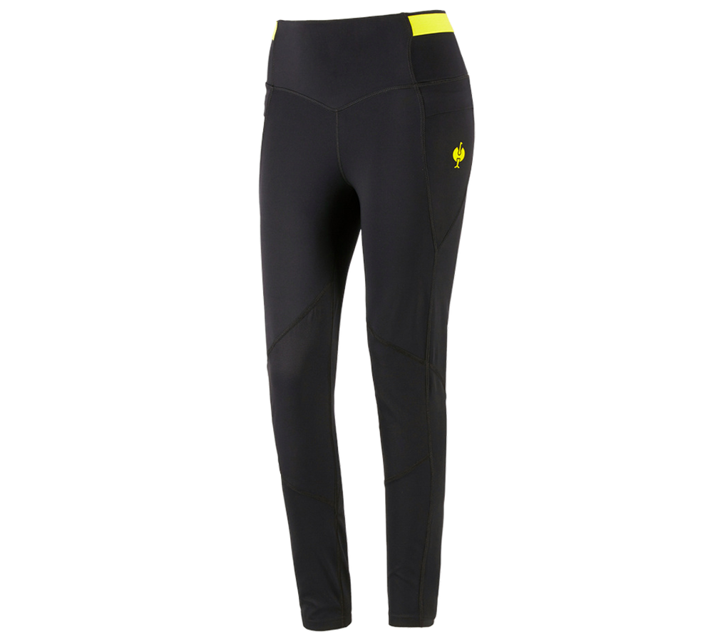 Work Trousers: Race tights e.s.trail, ladies' + black/acid yellow