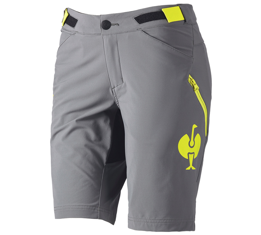 Work Trousers: Functional shorts e.s.trail, ladies' + basaltgrey/acid yellow