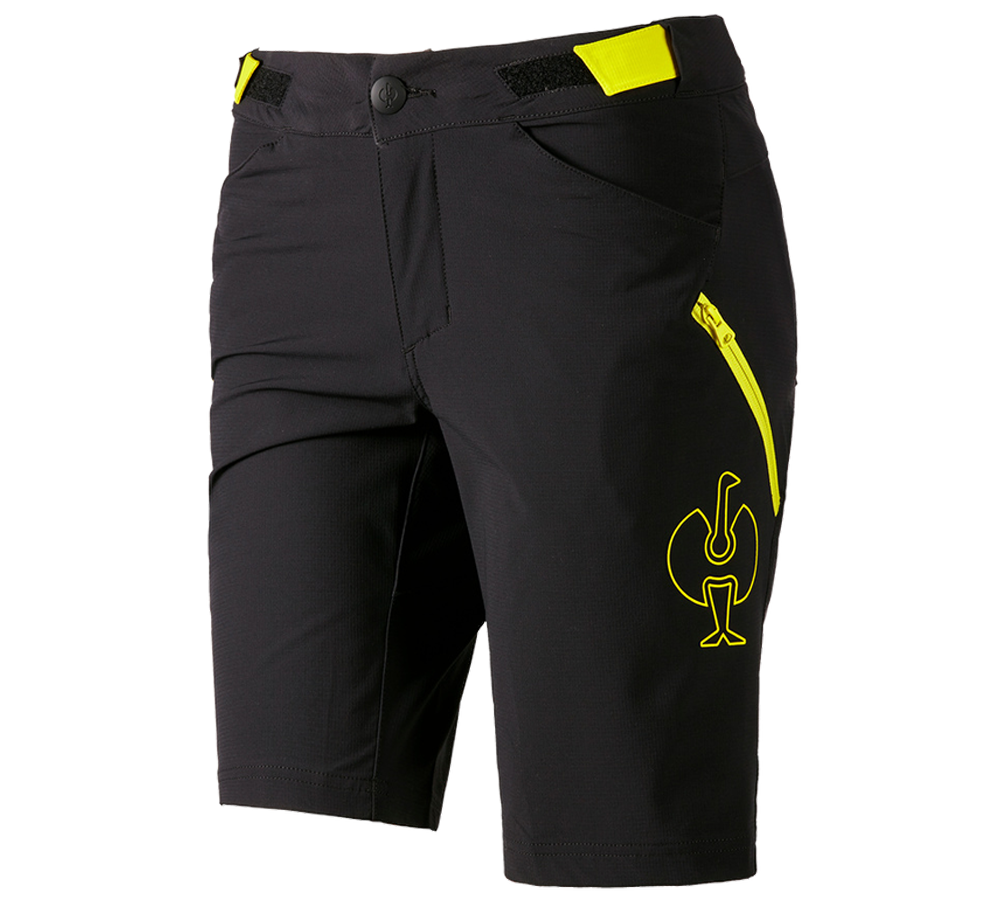 Work Trousers: Functional shorts e.s.trail, ladies' + black/acid yellow