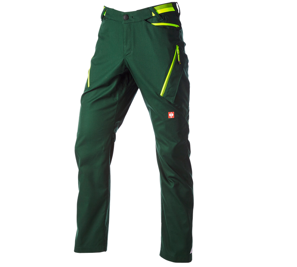 Work Trousers: Multipocket trousers e.s.ambition + green/high-vis yellow