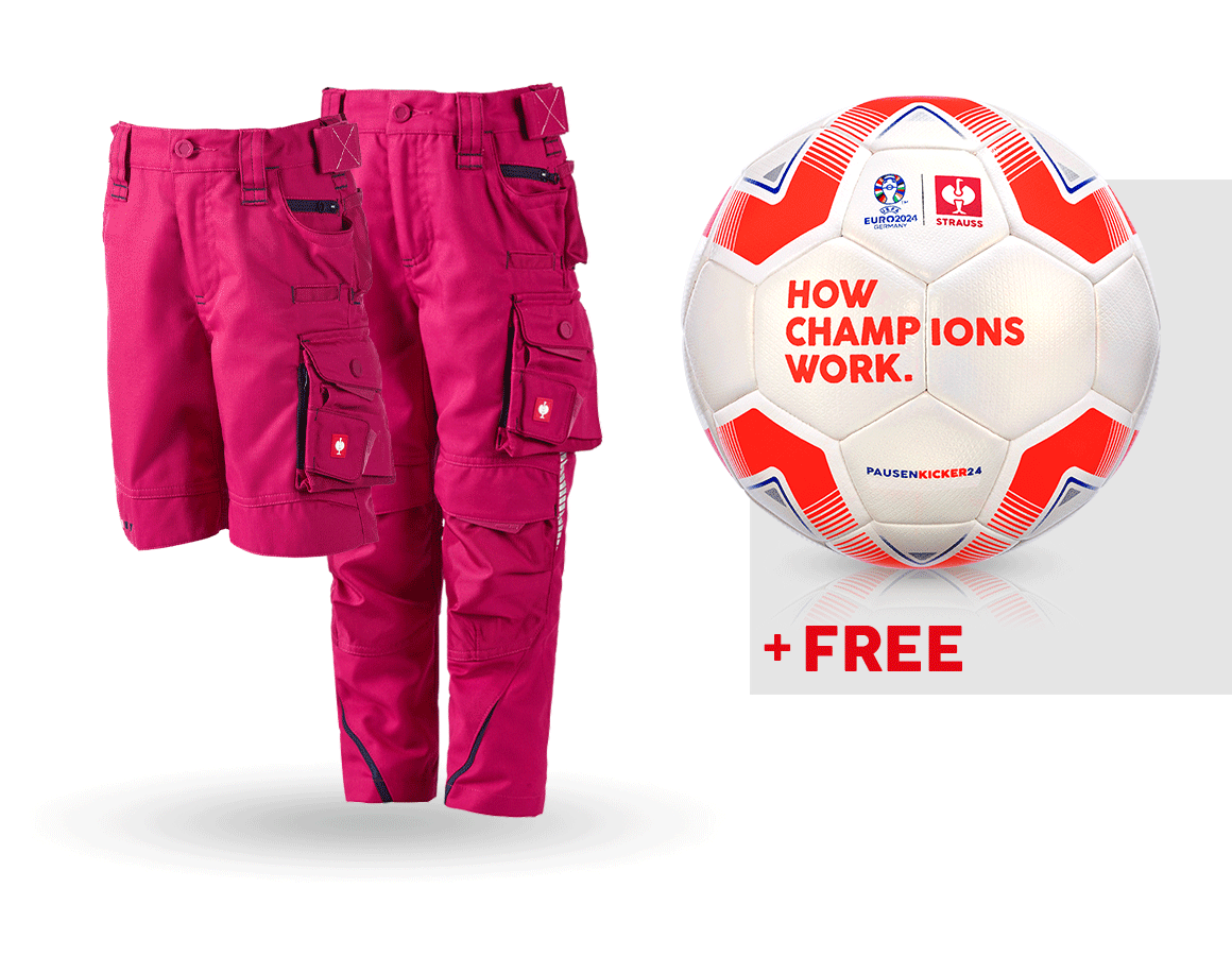 Clothing: SET: Kid's trousers + shorts e.s.motion 2020 +ball + berry/navy