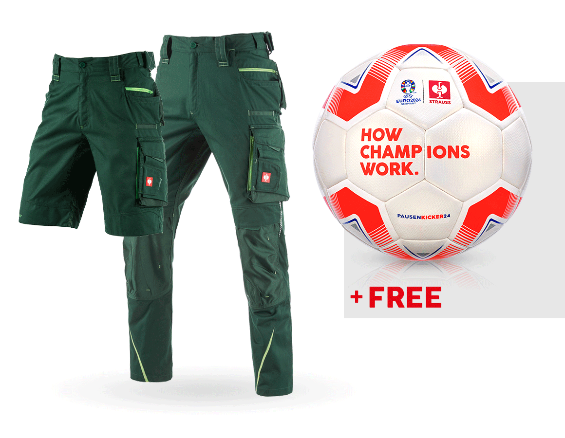 Collaborations: SET: Trousers e.s.motion 2020 + shorts + football + green/seagreen