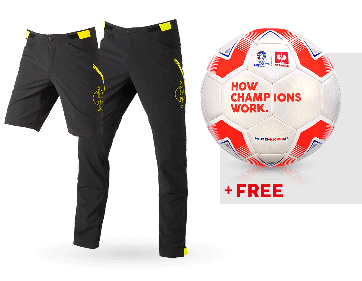 Clothing: SET: Functional trousers e.s.trail+shorts+football + black/acid yellow